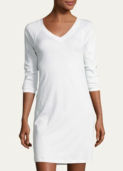 Hanro Pure Essence 3/4-sleeve Gown In Off White