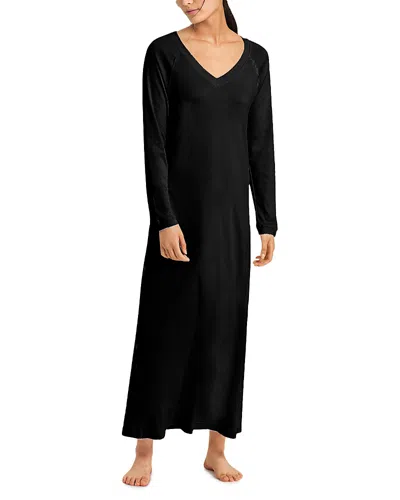 Hanro Pure Essence Long Sleeve Gown In Black
