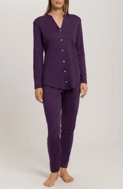 Hanro Pure Essence Long Sleeve Pajama Set In Purple