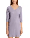 Hanro Pure Essence Raglan Three-quarter Sleeve Cotton Short Gown In Lavender