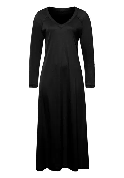 Hanro Pure Essence V-neck Cotton Nightgown In Black