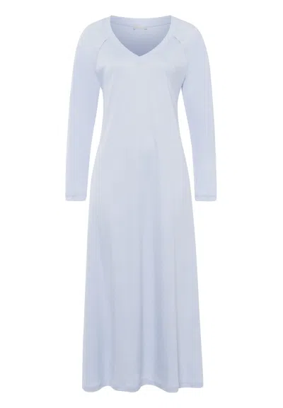 Hanro Pure Essence V-neck Cotton Nightgown In Blue