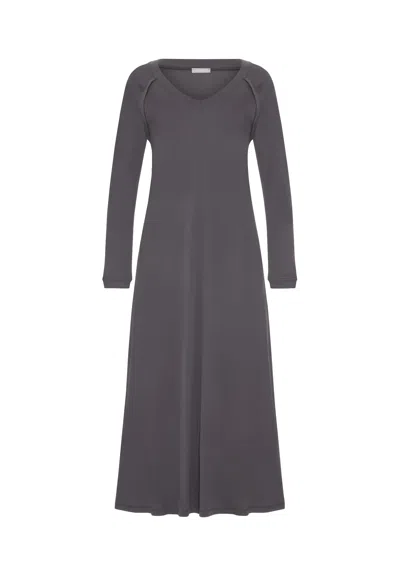 Hanro Pure Essence V-neck Cotton Nightgown In Gray