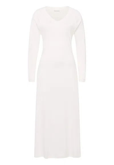 Hanro Pure Essence V-neck Cotton Nightgown In White