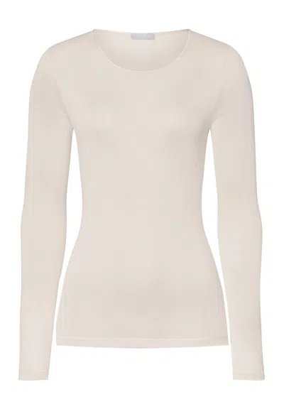 Hanro Pure Silk Fitted Silk Crew Neck Top In White
