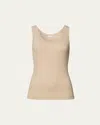 Hanro Ribbed Cotton Sleep & Lounge Tank In Neutral