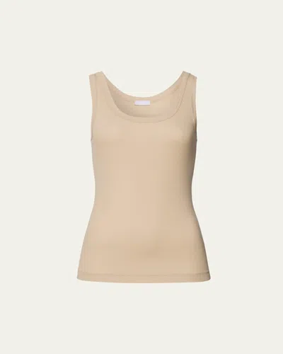 Hanro Ribbed Cotton Sleep & Lounge Tank In Gold