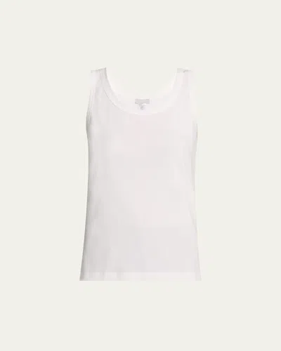 Hanro Ribbed Cotton Sleep & Lounge Tank In White