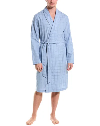 Hanro Ian Checked Cotton-dobby Robe In Blue