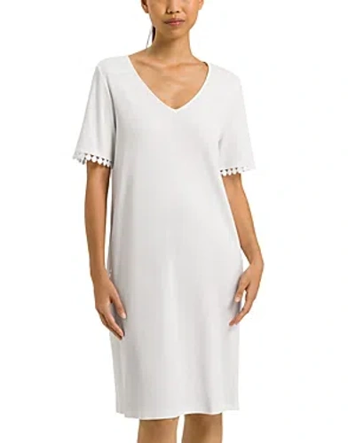 Hanro Rosa Embroidered Trim Nightgown In Off White