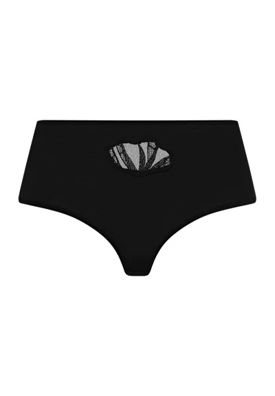 Hanro Rosaria Embroidered Cotton Full Brief In Black