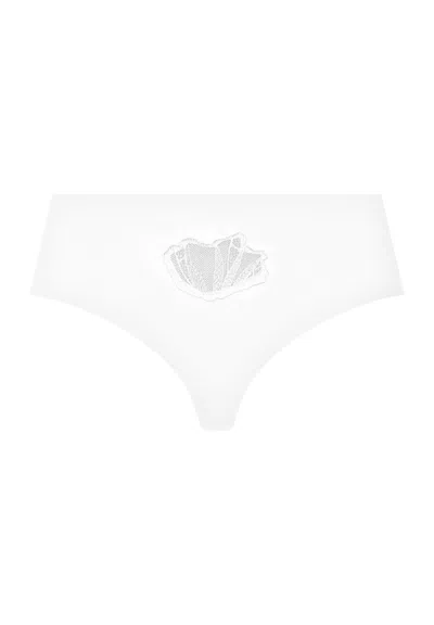 Hanro Rosaria Embroidered Cotton High Cut Brief In White