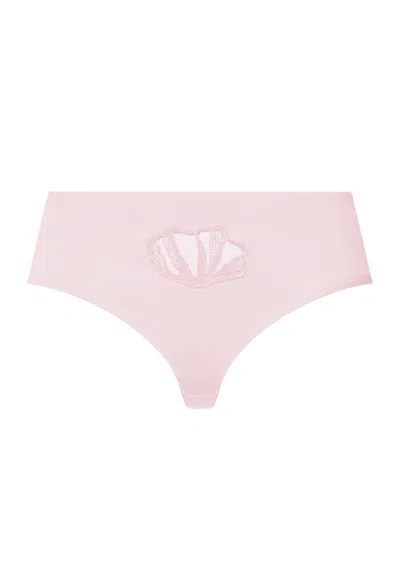 Hanro Rosaria Embroidered Cotton High Cut Brief In Pink