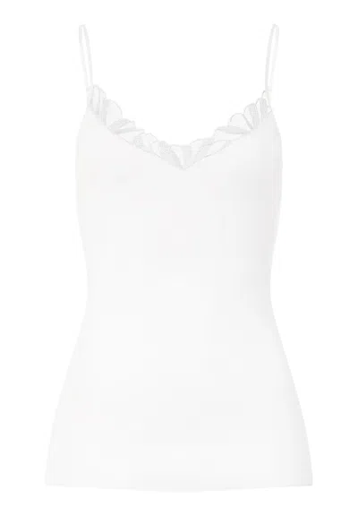 Hanro Rosaria Floral Embroidered Cotton Camisole In Off White