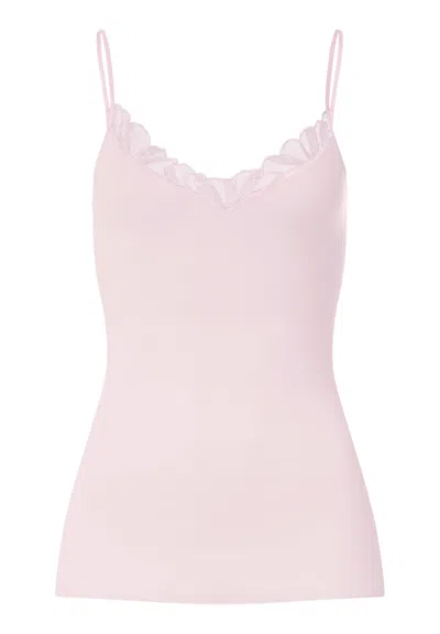 Hanro Rosaria Floral Embroidered Cotton Camisole In Rose Bath