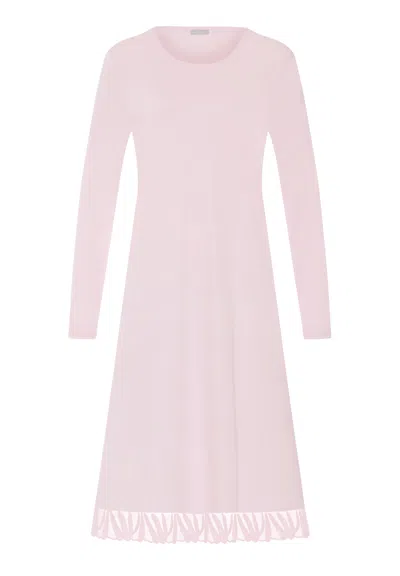 Hanro Rosaria Floral Embroidered Cotton Nightgown In Pink
