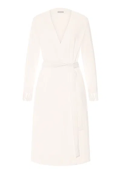 Hanro Rosaria Floral Embroidered Cotton Robe In White