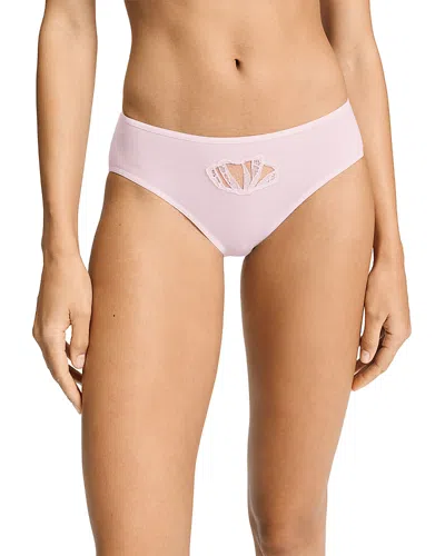 Hanro Rosaria High Cut Cotton Mesh Trim Brief In Pink