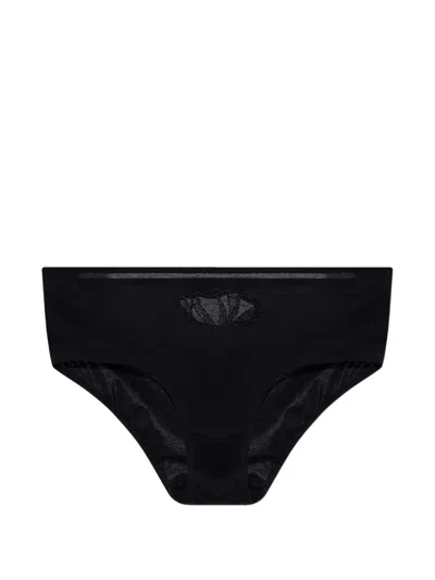Hanro Rosaria Lace-insert Briefs In Black
