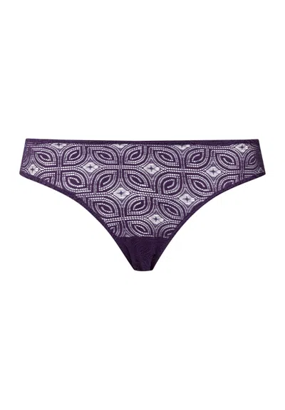 Hanro Ruby Geometric Lace Bikini In Purple
