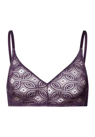 Hanro Ruby Geometric Lace Soft Cup Bra In Purple