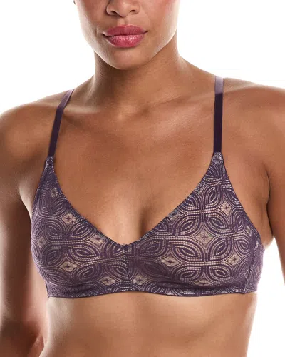 Hanro Ruby Geometric Lace Soft Cup Bra In Purple