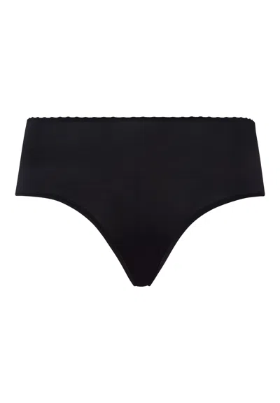 Hanro Satin Deluxe Satin Jersey High Cut Brief In Black