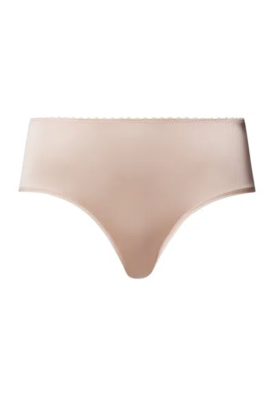 Hanro Satin Deluxe Satin Jersey High Cut Brief In Brown