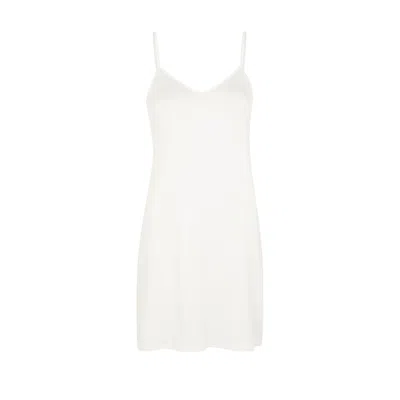 Hanro Satin Deluxe Slip Dress In White