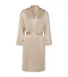 Hanro Satin Lace-trim Lilith Robe In Gray