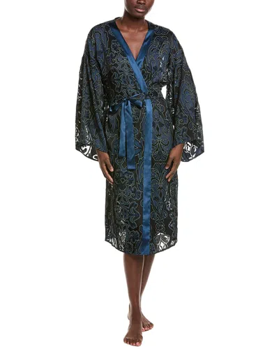 Hanro Satin Trim Sheer Damask Kimono In Pink