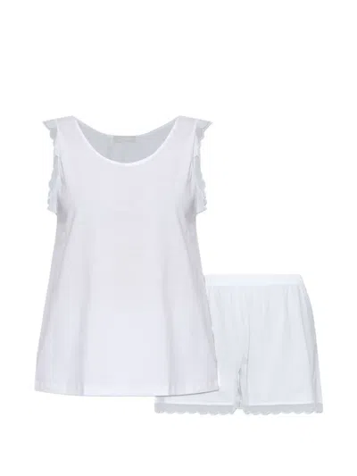 Hanro Scalloped-trim Sleeveless Pajama In White