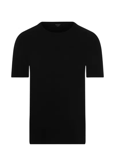Hanro Sea Island Cotton Cotton Crew Neck T-shirt In Black