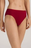 Hanro Seamless Cotton High Cut Briefs In Red