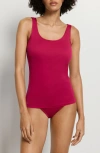 Hanro Seamless Cotton Tank In Red