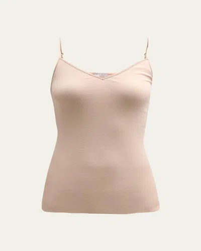Hanro Seamless Cotton V-neck Camisole In 1610 - Deep Navy