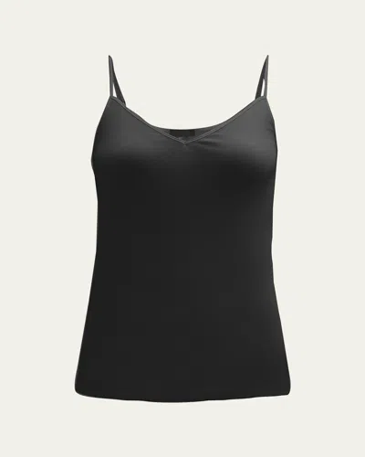 Hanro Seamless Cotton V-neck Camisole In Black