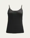 Hanro Seamless Cotton V-neck Camisole In Black