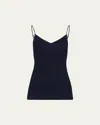 Hanro Cotton Seamless V-neck Cami In Deep Navy