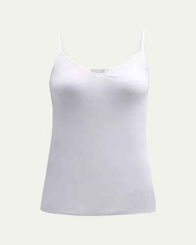 Hanro Seamless Cotton V-neck Camisole In White