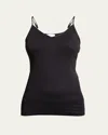 Hanro Cotton Seamless V-neck Spaghetti Camisole In Black