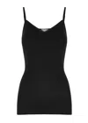 Hanro Cotton Seamless V-neck Spaghetti Camisole In Black