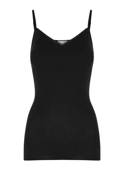 Hanro Seamless Padded Cotton Top In Black