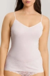 Hanro Cotton Seamless V-neck Cami In Honeydew