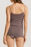 Hanro Seamless V-neck Cotton Camisole In Stonewash