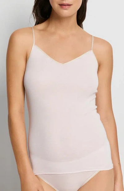 Hanro Seamless V-neck Cotton Camisole In Pink
