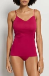 Hanro Seamless V-neck Cotton Camisole In Pink