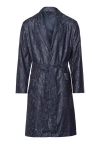 Hanro Selection Satin Cotton Robe In Blue