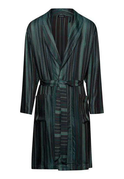 Hanro Selection Silk Blend Striped Robe In Multi