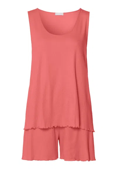 Hanro Serena Cotton And Linen Pajama Set In Pink